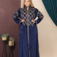 GLB_1 — Navy long dress with gold-tone embroidery full-length view, 1: 60–85 kg; 2: 85–120 kg (Navy)