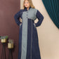 GLB_10 — Navy / Blue Gray asymmetric color-block abaya front view, 1: 60–85 kg; 2: 85–120 kg (Navy / Blue Gray)