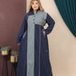 GLB_10 — Navy / Blue Gray asymmetric color-block abaya front view, 1: 60–85 kg; 2: 85–120 kg (Navy / Blue Gray)