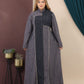 GLB_10 — Gray / Charcoal asymmetric color-block abaya front view, 1: 60–85 kg; 2: 85–120 kg (Gray / Charcoal)
