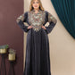 GLB_2 — Charcoal embroidered maxi dress with back tie front view, 1: 60–85 kg; 2: 85–120 kg (Charcoal)