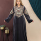 GLB_2 — Charcoal embroidered maxi dress with back tie sleeve view, 1: 60–85 kg; 2: 85–120 kg (Charcoal)