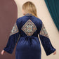 GLB_2 — Navy embroidered maxi dress with back tie back view, 1: 60–85 kg; 2: 85–120 kg (Navy)