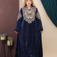 GLB_2 — Navy embroidered maxi dress with back tie front view, 1: 60–85 kg; 2: 85–120 kg (Navy)