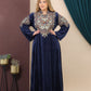 GLB_2 — Navy embroidered maxi dress with back tie full-length view, 1: 60–85 kg; 2: 85–120 kg (Navy)