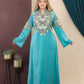 GLB_2 — Turquoise embroidered maxi dress with back tie front view, 1: 60–85 kg; 2: 85–120 kg (Turquoise)