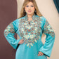 GLB_2 — Turquoise embroidered maxi dress with back tie bodice detail, 1: 60–85 kg; 2: 85–120 kg (Turquoise)
