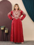 GLB_2 — Red embroidered maxi dress with back tie front view, 1: 60–85 kg; 2: 85–120 kg (Red)