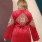 GLB_2 — Red embroidered maxi dress with back tie back view, 1: 60–85 kg; 2: 85–120 kg (Red)