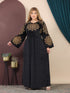 GLB_3 — Black medallion-embroidered maxi dress front view, 1: 60–85 kg; 2: 85–120 kg (Black)