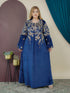 GLB_4 — Navy leaf-embroidered maxi dress front view, 1: 60–85 kg; 2: 85–120 kg (Navy)