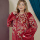 GLB_4 — Red leaf-embroidered maxi dress embroidery detail, 1: 60–85 kg; 2: 85–120 kg (Red)