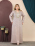 GLB_8 — Beige embroidered neckline maxi dress front view, 1: 60–85 kg; 2: 85–120 kg (Beige)