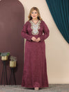 GLB_8 — Burgundy embroidered neckline maxi dress front view, 1: 60–85 kg; 2: 85–120 kg (Burgundy)