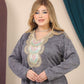 GLB_8 — Gray embroidered neckline maxi dress neckline detail, 1: 60–85 kg; 2: 85–120 kg (Gray)