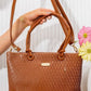 Ha1609 — Brown textured tote bag front, 30 × 23 (Brown)