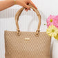 Ha1609 — Tan textured tote bag front, 30 × 23 (Tan)