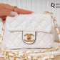 Ha48 — White mini quilted chain bag front, 16 × 12 (White)
