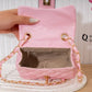 Ha48 — Pink mini quilted chain bag interior, 16 × 12 (Pink)