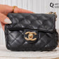 Ha48 — Black mini quilted chain bag front, 16 × 12 (Black)