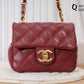 Ha48 — Burgundy mini quilted chain bag front, 16 × 12 (Burgundy)