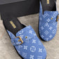 j1038 — Blue patterned buckle clogs pair view, 37, 38, 39, 40, 41 (Blue)