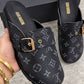 j1038 — Black patterned buckle clogs pair view, 37, 38, 39, 40, 41 (Black)