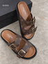 M1036 — Brown double buckle slides pair view, 37, 38, 39, 40, 41 (Brown)