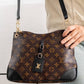 MF100 — Brown and Black patterned shoulder bag front (Brown and Black)
