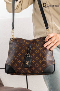 MF100 — Brown and Black patterned shoulder bag front (Brown and Black)
