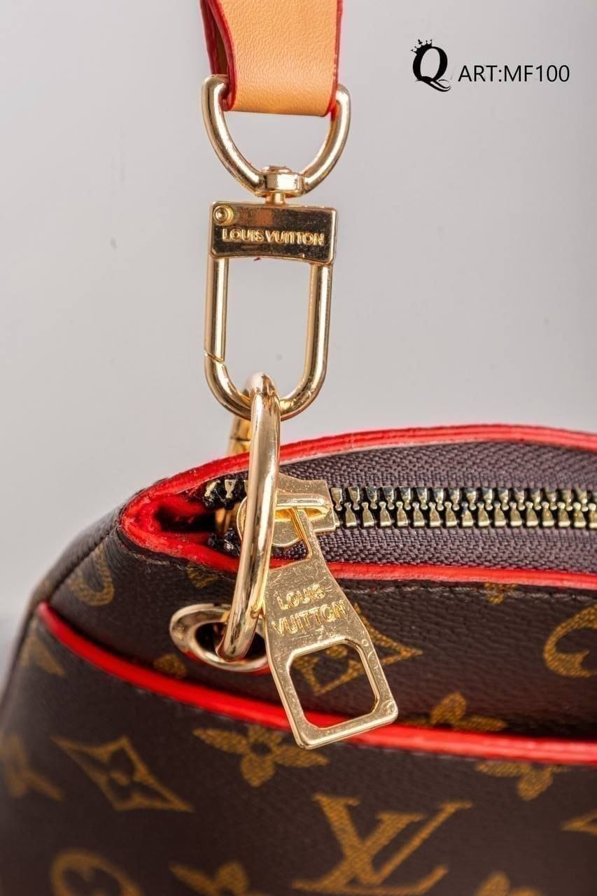 MF100 — Brown and Tan patterned shoulder bag strap detail (Brown and Tan)
