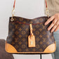 MF100 — Brown and Tan patterned shoulder bag front (Brown and Tan)
