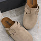 Mh297 — Taupe buckle clogs pair view, 37, 38, 39, 40, 41 (Taupe)