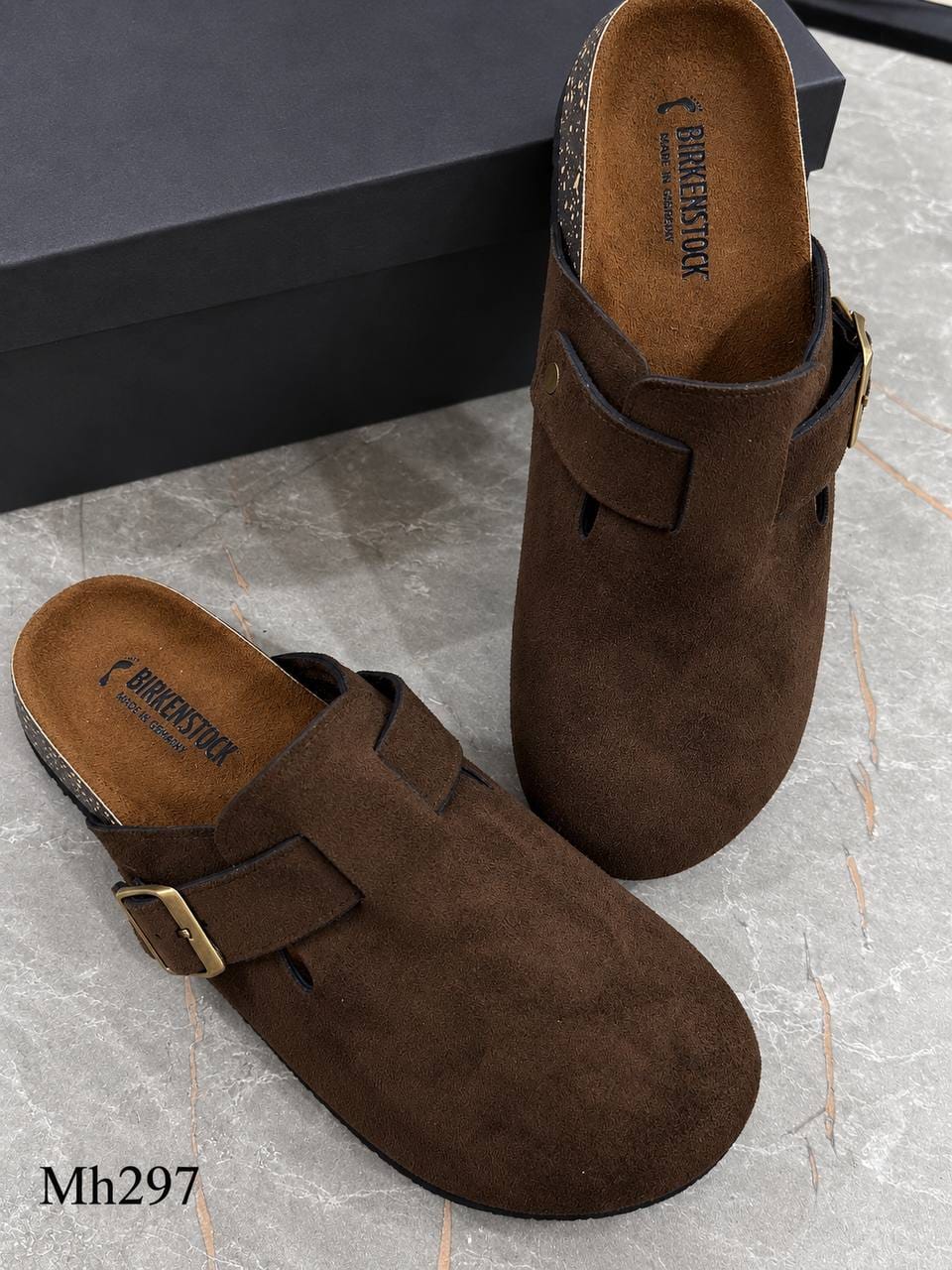 Mh297 — Brown buckle clogs pair view, 37, 38, 39, 40, 41 (Brown)