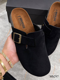 Mh297 — Black buckle clogs pair view, 37, 38, 39, 40, 41 (Black)