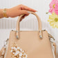 Mk151 — Beige floral top-handle handbag front, 24 × 17 (Beige)