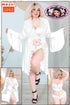 White floral lace lingerie and sheer bell-sleeve robe set, model 2062