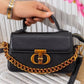 Ms508 — Black chain-detail top-handle handbag front, 20 × 12 (Black)