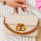 Ms508 — Cream chain-detail top-handle handbag front, 20 × 12 (Cream)