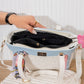 MZ137 — White and Light Blue textured shoulder tote interior, 24 × 29 (White and Light Blue)