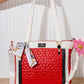 MZ137 — Red and White textured shoulder tote front, 24 × 29 (Red and White)