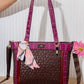 MZ137 — Brown and Purple textured shoulder tote front, 24 × 29 (Brown and Purple)