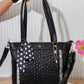 MZ137 — Black textured shoulder tote front, 24 × 29 (Black)