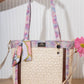 MZ137 — Ivory Multicolor textured shoulder tote front, 24 × 29 (Ivory Multicolor)