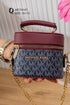 N147 — Burgundy patterned mini box handbag front, 16 × 13 (Burgundy)