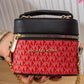 N147 — Red Black patterned mini box handbag front, 16 × 13 (Red Black)