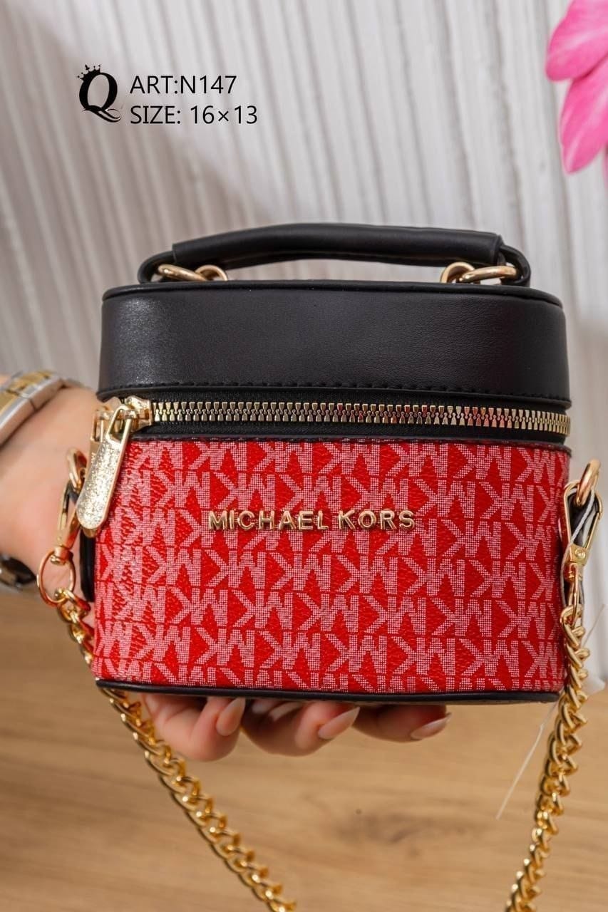 N147 — Red Black patterned mini box handbag front, 16 × 13 (Red Black)