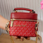 N147 — Red patterned mini box handbag front, 16 × 13 (Red)