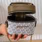 N147 — Olive patterned mini box handbag interior, 16 × 13 (Olive)
