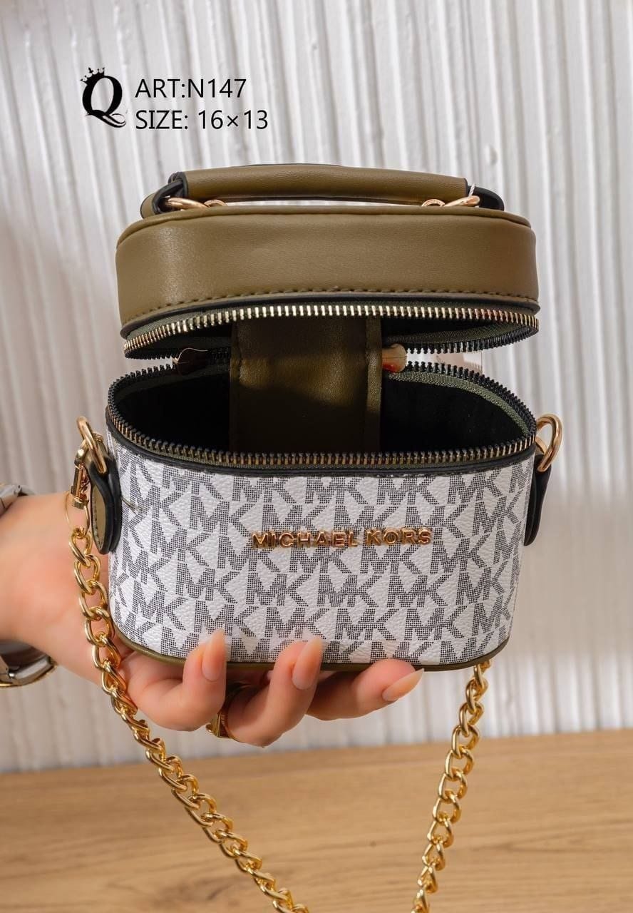 N147 — Olive patterned mini box handbag interior, 16 × 13 (Olive)